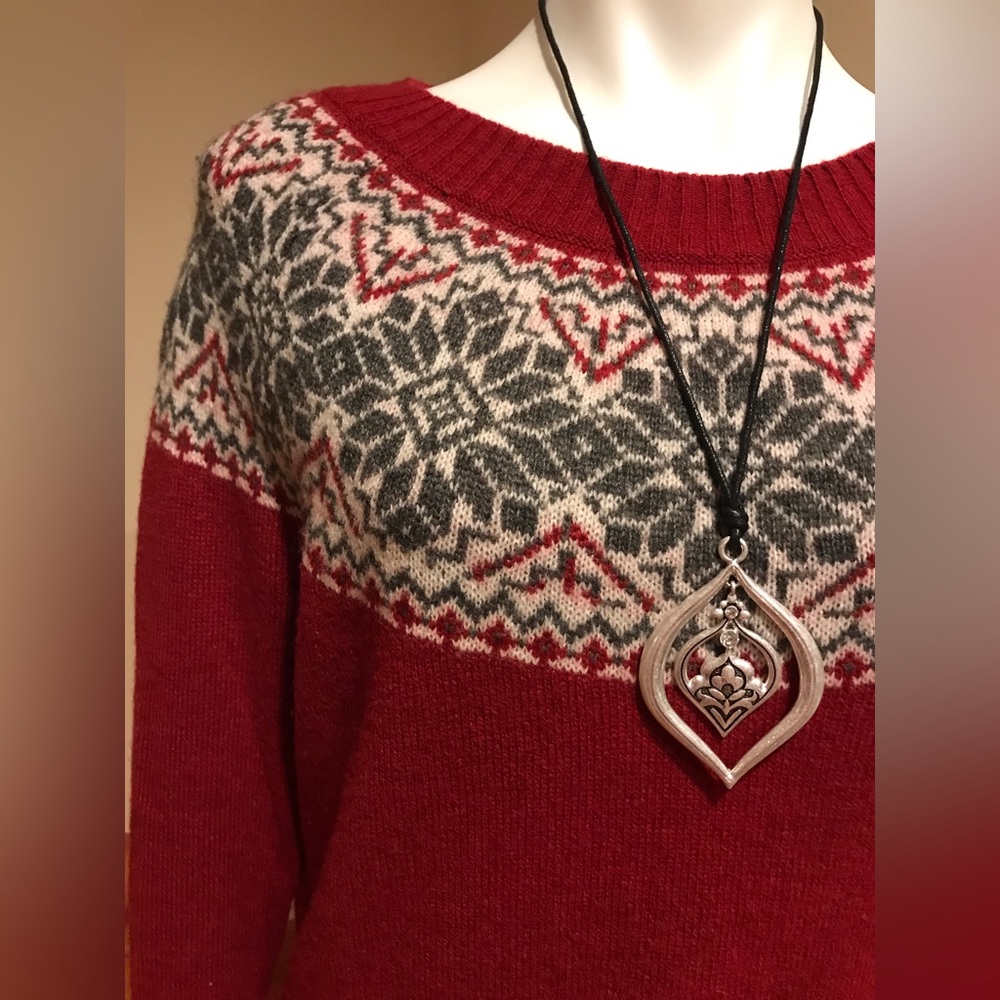 Willie Smith Christmas wool sweater folded sleeves Sz M